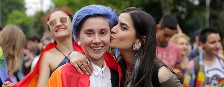 LGBTQ+ protestors at an event